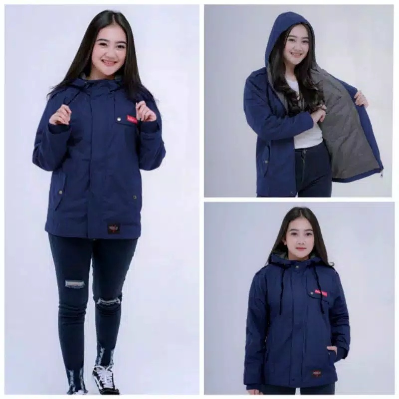 Jaket Parasut Outdoor Blazer Wanita Semi Parka Taslan Waterproof REBEL ID