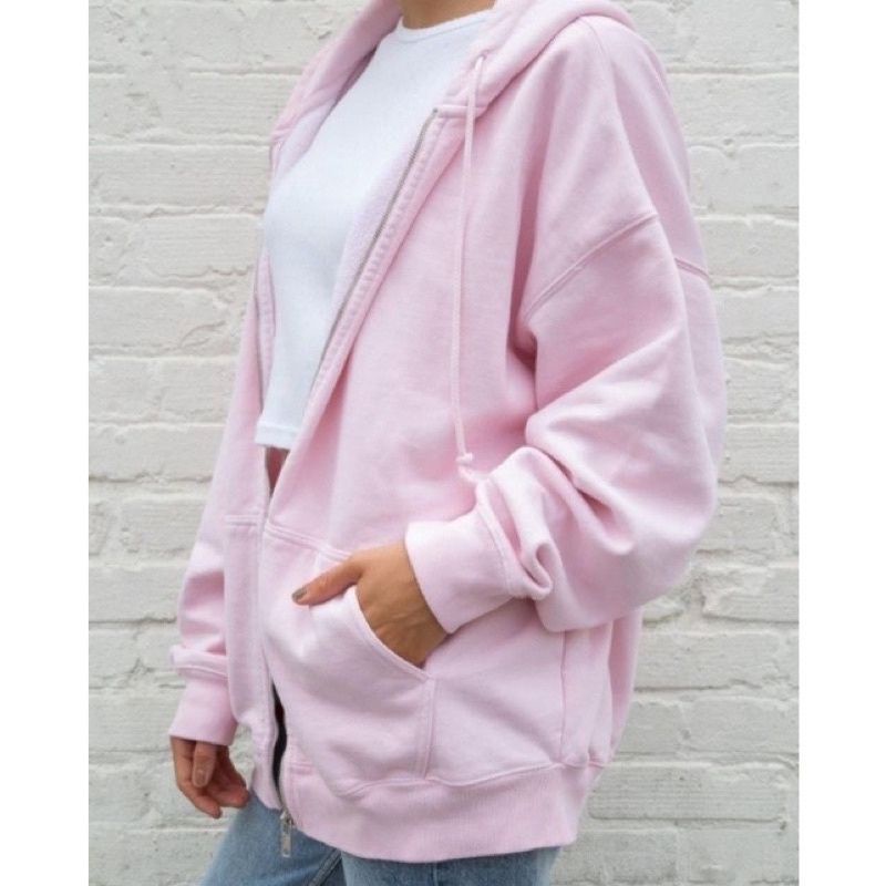 Carla Jaket zip up oversize Jaket hoodie-Babypink