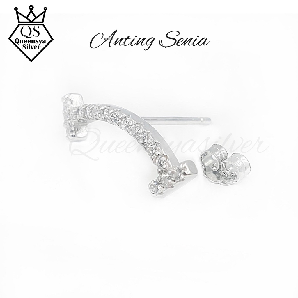 Anting Perak Asli Silver 925 Model Fashion Korea Lapis Emas Putih || Queensya Silver