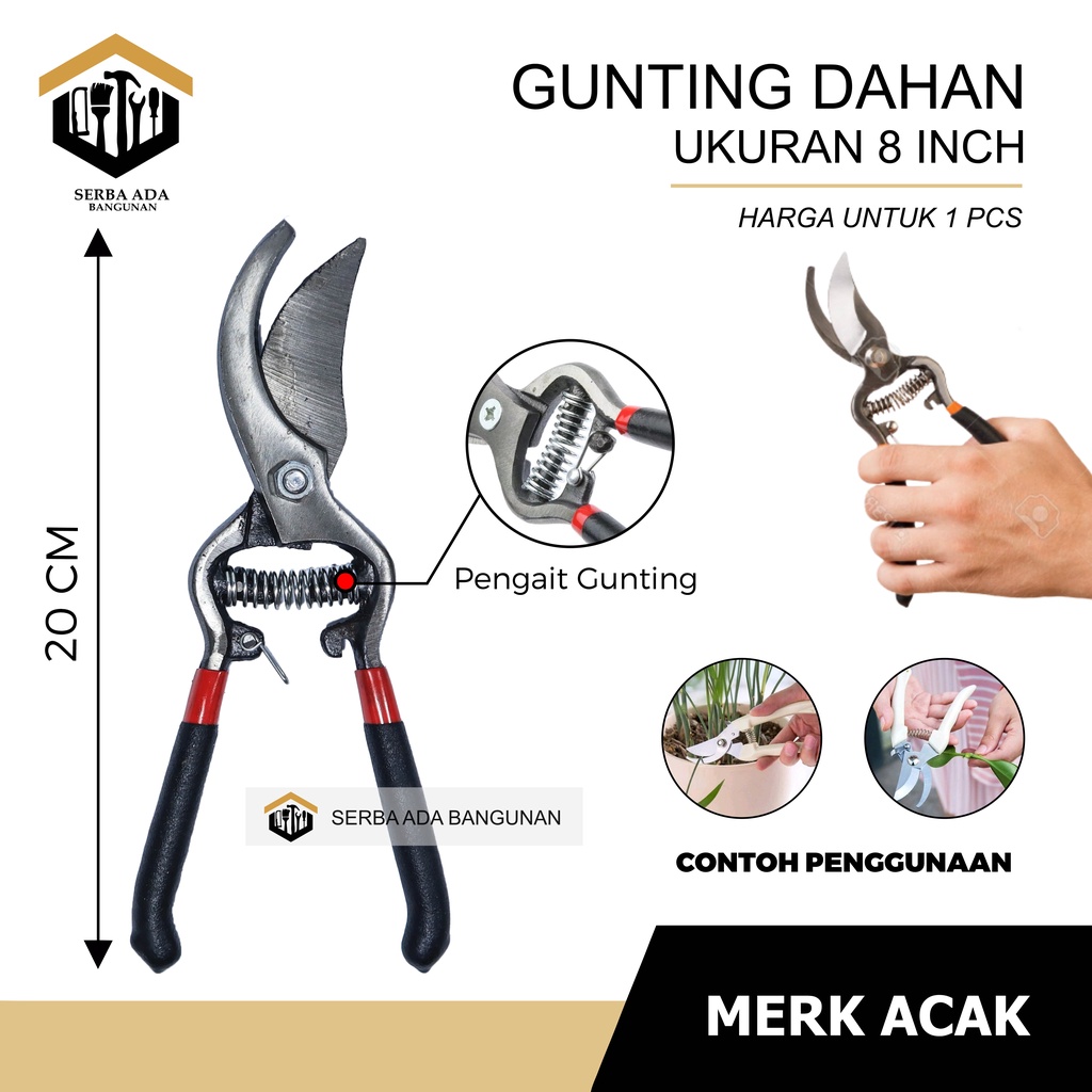 Gunting Dahan Hasston Ranting Bunga Tanaman Pohon Stainless Steel Bonsai Teflon