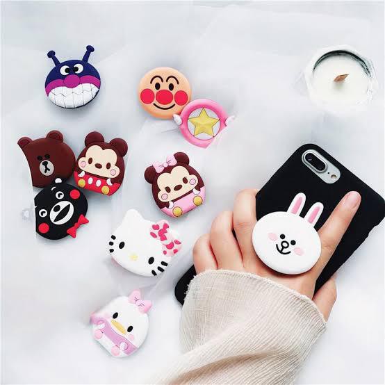 Pop Socket 3D karakter lucu Sandaran Handphone Mobile Phone Lilitan earphone rapi RANDOM air