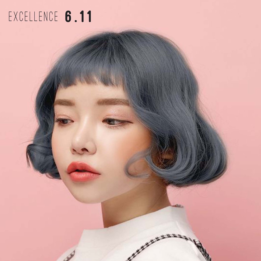 EXCELLENCE 6.11 hair color cream cat pewarna rambut ash abu-abu gray