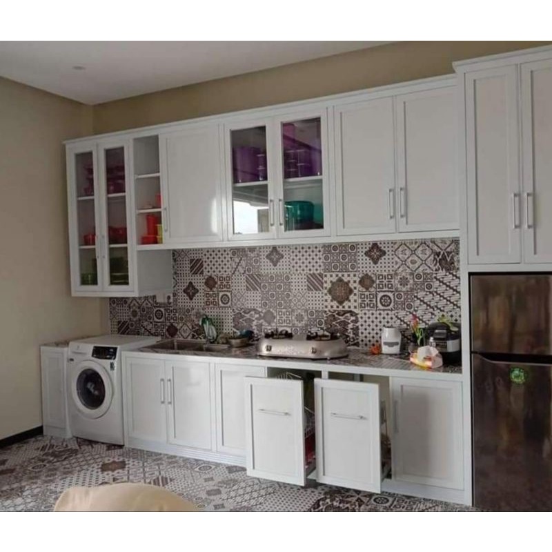 kitchen set full aluminium  acp  berkualitas anti rayap anti air anti jamur   free ongkir dan pasang