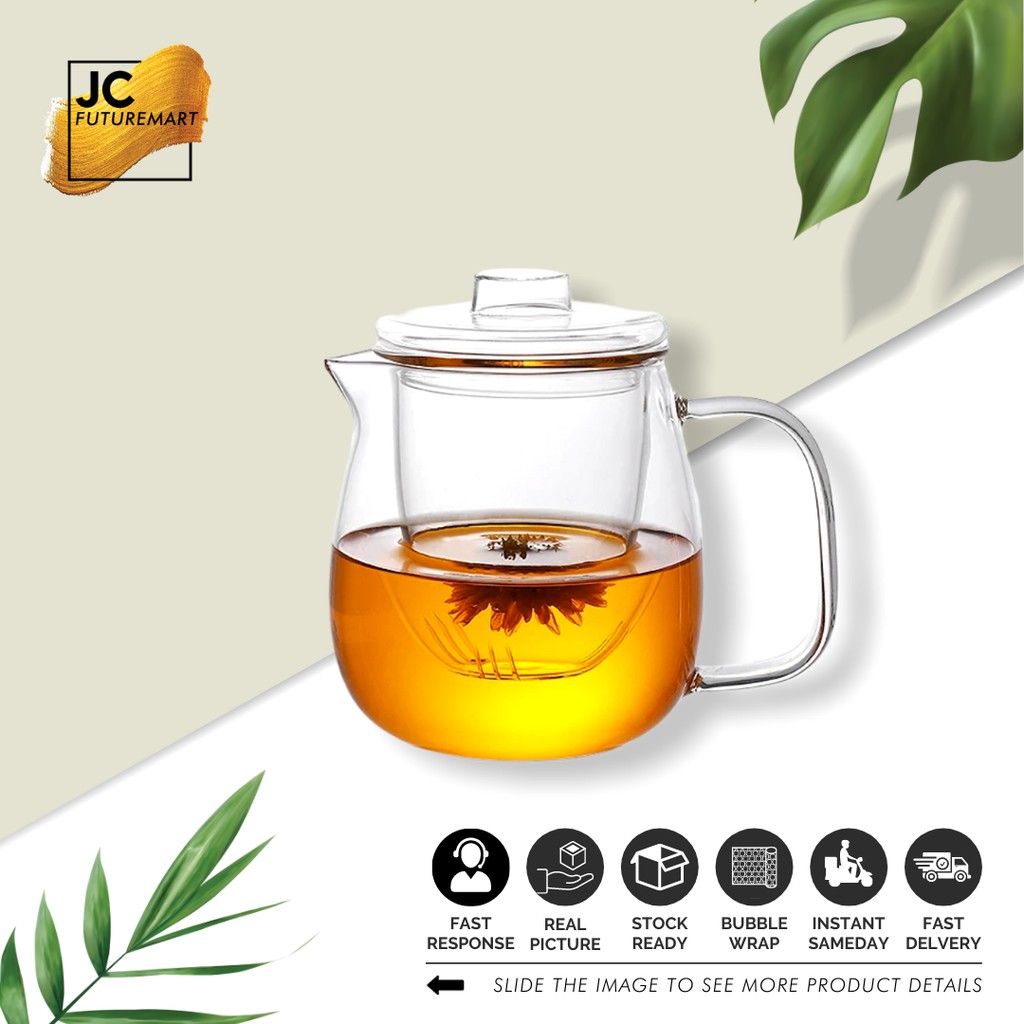 GLASS INFUSER TEAPOT 600ML | TEKO TEH SARINGAN KACA