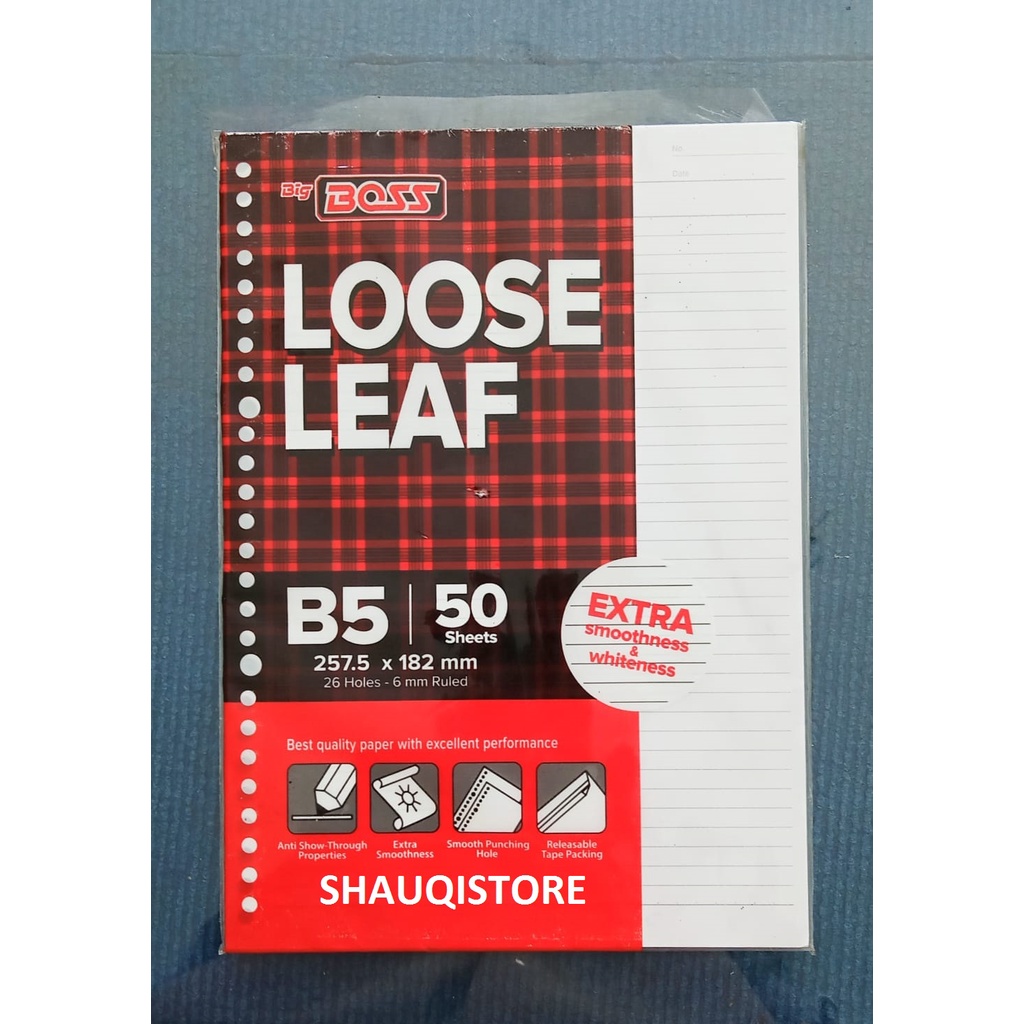 

KERTAS LOOSE LEAF BUKU BINDER / ISI BINDER / KERTAS LOOSE LEAF B5 ISI 50