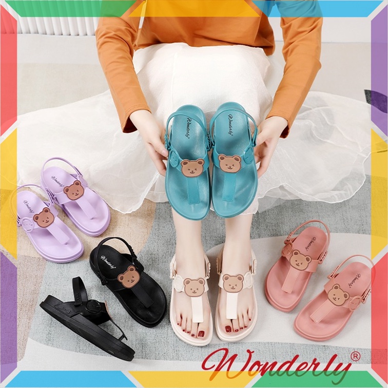 2025-1 Sandal Birken Wanita Wonderly Sendal Jepit Jelly Karet Empuk Cute Strap 2in1 Import Tawana