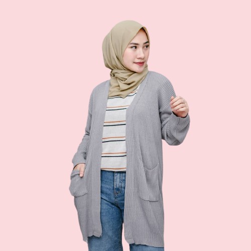 Ready 14 Warna Cardigan Rajut Panjang untuk Outer - Kardigan Agatha Long - Open Reseller