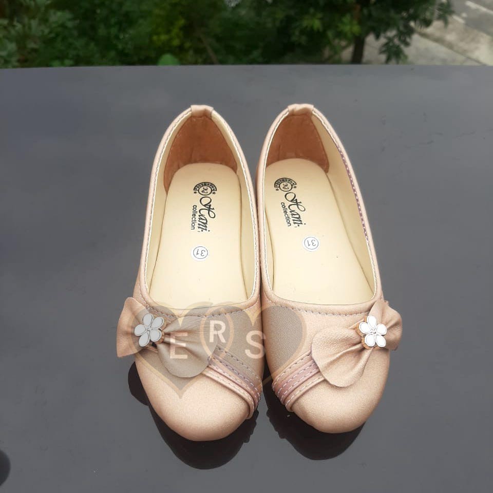 TOKOERS SBA02 Sepatu Balet, Flatshoes Anak Perempuan Umur 7 8 9 10 thn - Motif Pita with Bunga