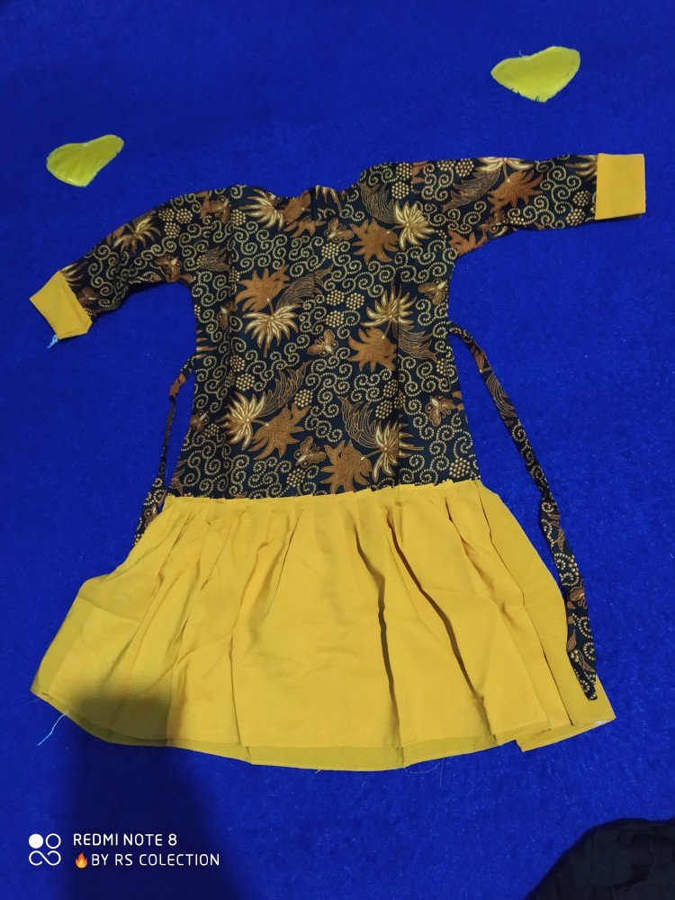 Batik Couple Keluarga Sania Ruffle Ori Ndoro Jowi Dnt Motif Rempel Kuning