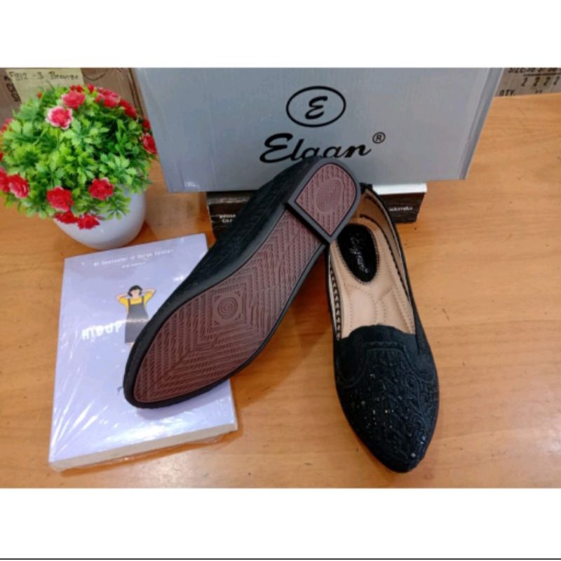 SEPATU KANTOR PANCUS WANITA ELGAN FLATSHOES IMPOR 36-41 FULL BORDIR-PAYET