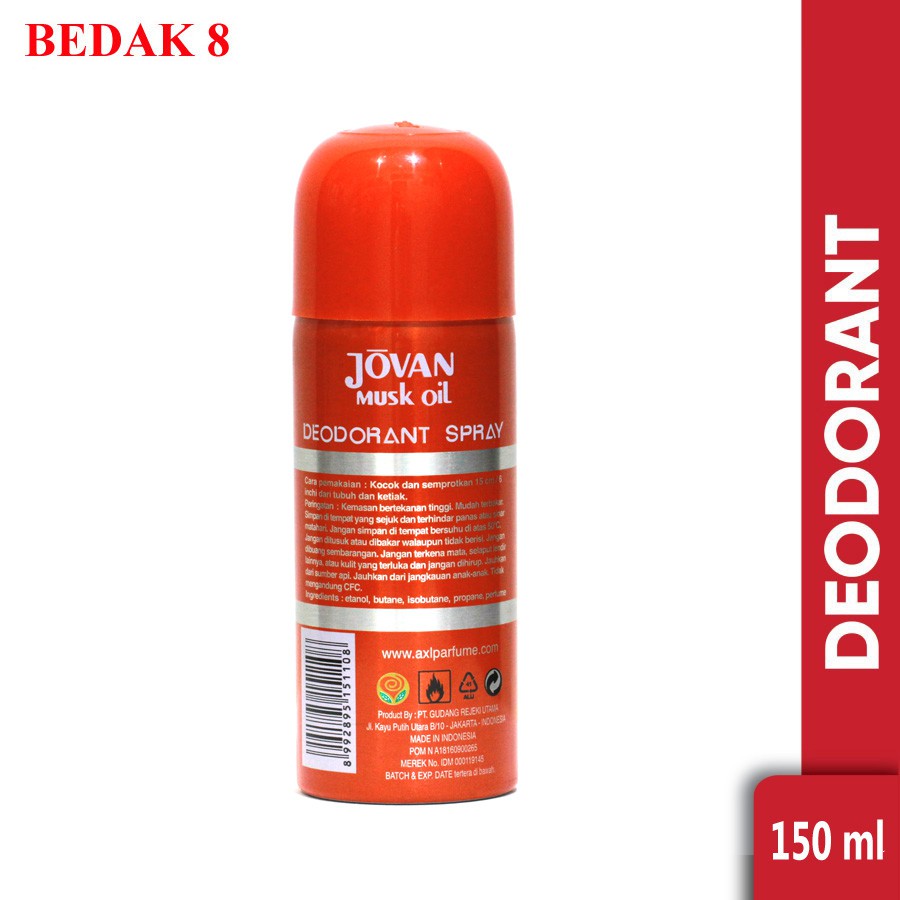 JOVAN MUSK OIL DEODORANT SPRAY 150 ML ORANGE