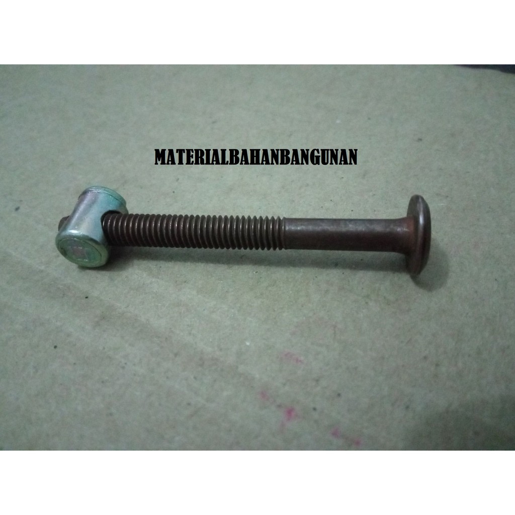 Mur Baut Ligna JCBC M 6 x 60 mm Knock Down Bolt HItam Kepala Kunci L Mur Baut Furniture