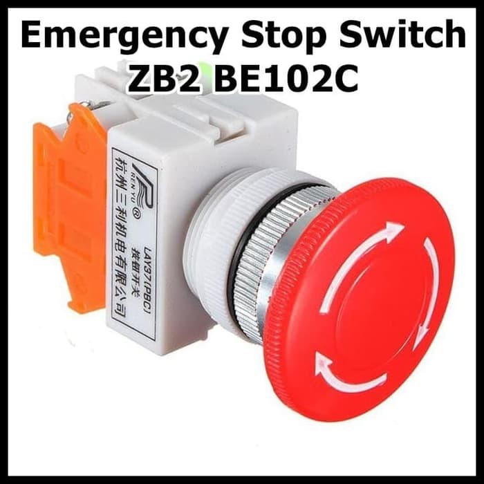 Emergency Stop Switch ZB2 BE102C Red Sign Push Mushroom Saklar Darurat