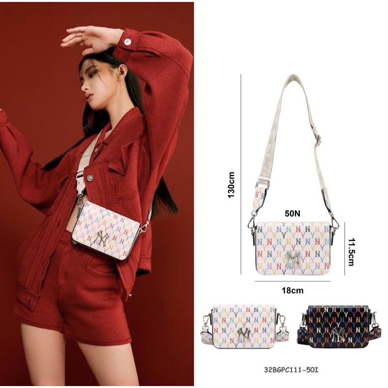 MLB Monogram Rainbow Hoodie Bag 100% ORI with authentic tag/ 32BGPC111/tas selempang wanita/ tas mlb