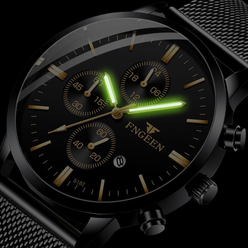 Limited Fngeen W5128 Jam Tangan Pria Tipis Rantai Pasir Kasual Quartz Original Anti Air Watch