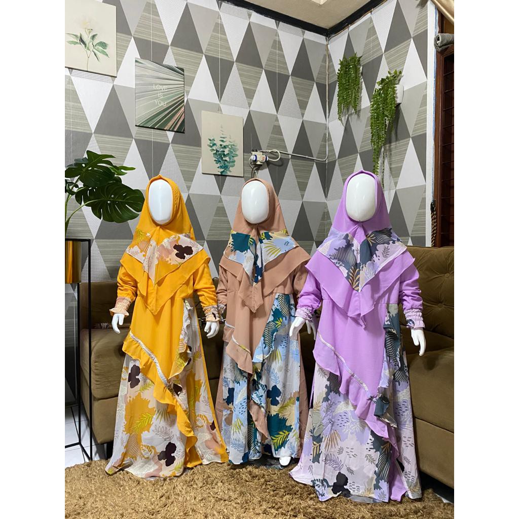 khazanah By mauma kids gamis set syari anak premium bahan ceruty
