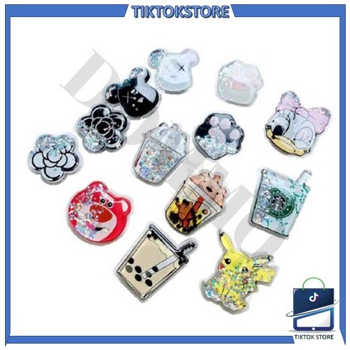 TIKTOK - POP SOCKET QUICKSAND GLITER DESAIN KARTUN CUTE PHONE HOLDER