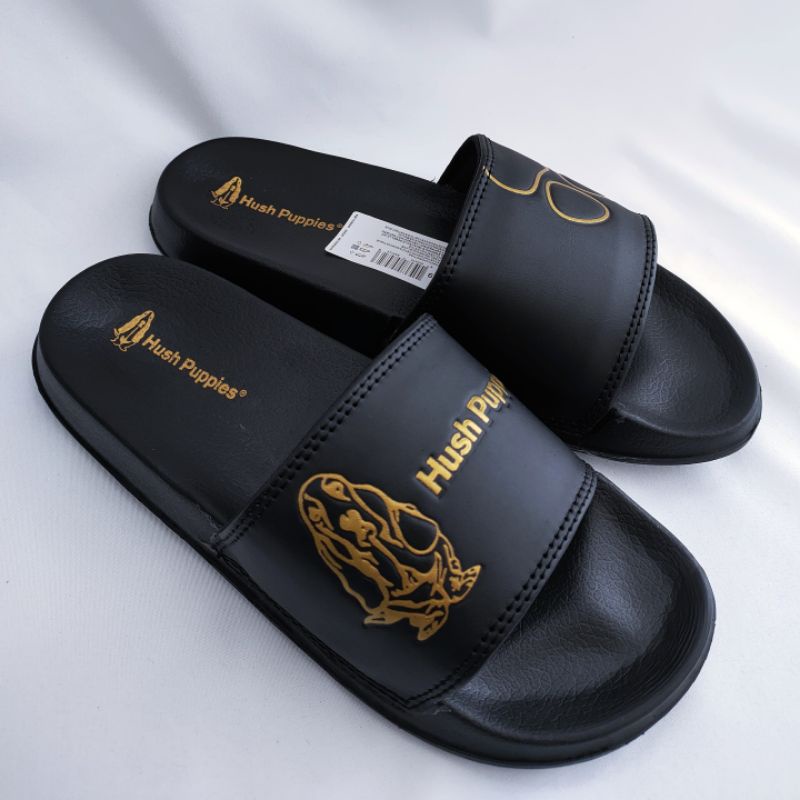 Sendal Hush Puppies Sandal Slop Hush puppies ori Sendal Hush puppies wanita sendal Hush Puppies original premium-Hitam Gold