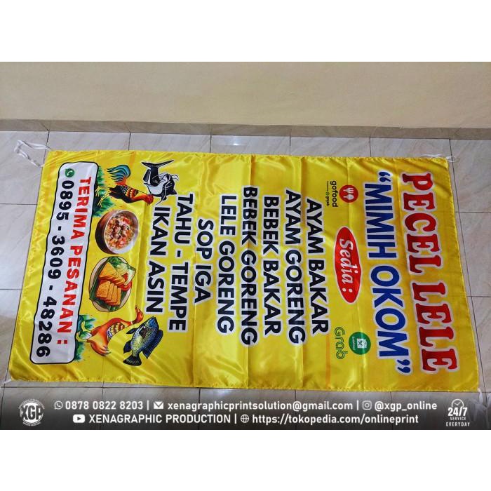 Print Kain | Sablon Spanduk Kain Pecel Lele Pecel Ayam Textile Satin