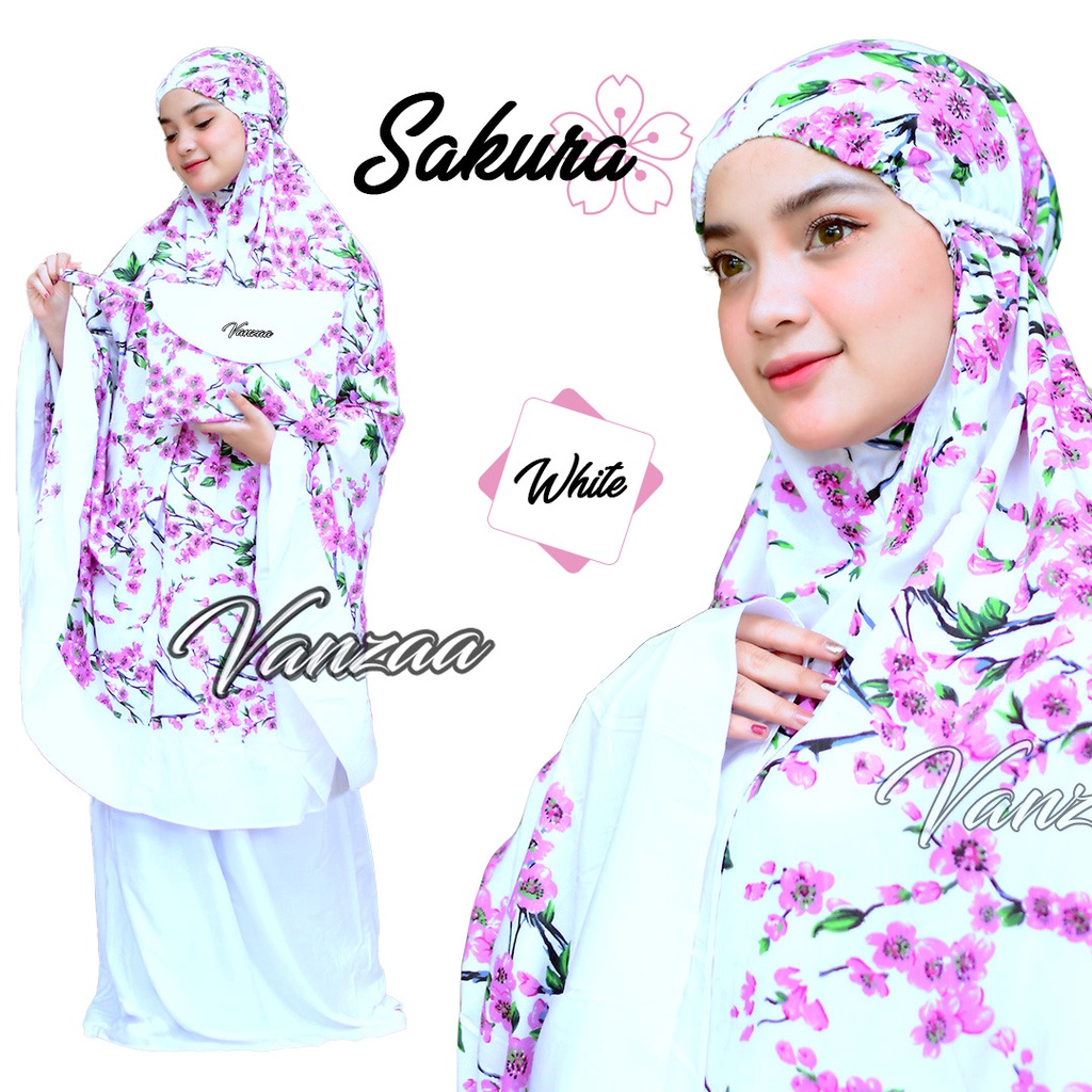 Mukena Bali Motif Bunga Sakura Adem Murah By Vanzaa 2022