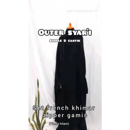 SET FRENCH KHIMAR ZIPPER + GAMIS tanpa lengan