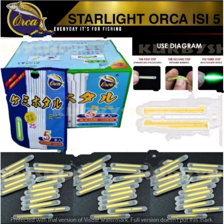 Starlight/Starlite/Starlit/starlet stik glow isi 5pcs 3cm pancing joran pelampung malam hari