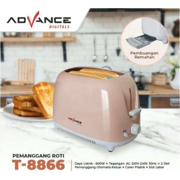 Advance Toaster Pemanggang Roti 2 Bread Slice Listrik T-8866 T8866