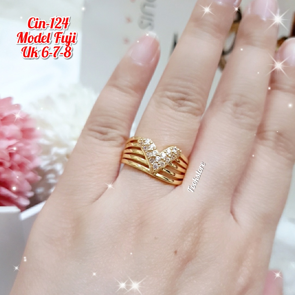 TERBARU CINCIN WANITA MODEL FUJI PERHIASAN ANTI ALERGI/COD