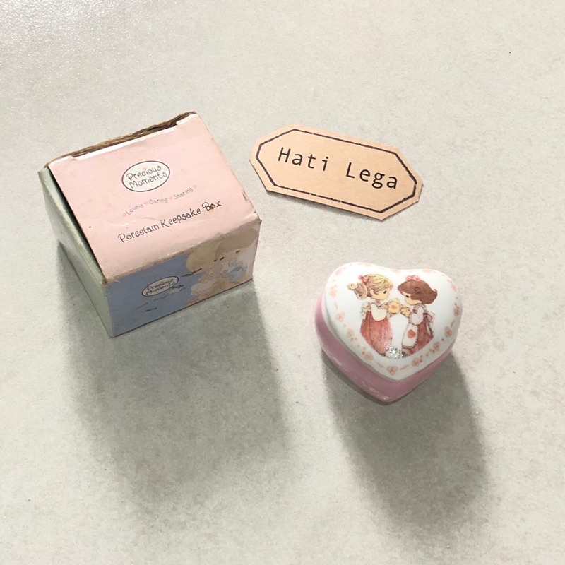 2000s Precious Moment Porcelain Keep Sake Box | Jewelry Box Kotak perhiasan Y2K Vintage Thrift