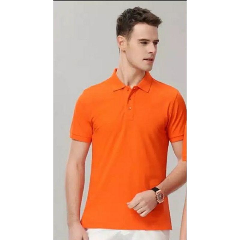 Kaos Polo Wangki Orange Polos Tangan Pendek lakos katun