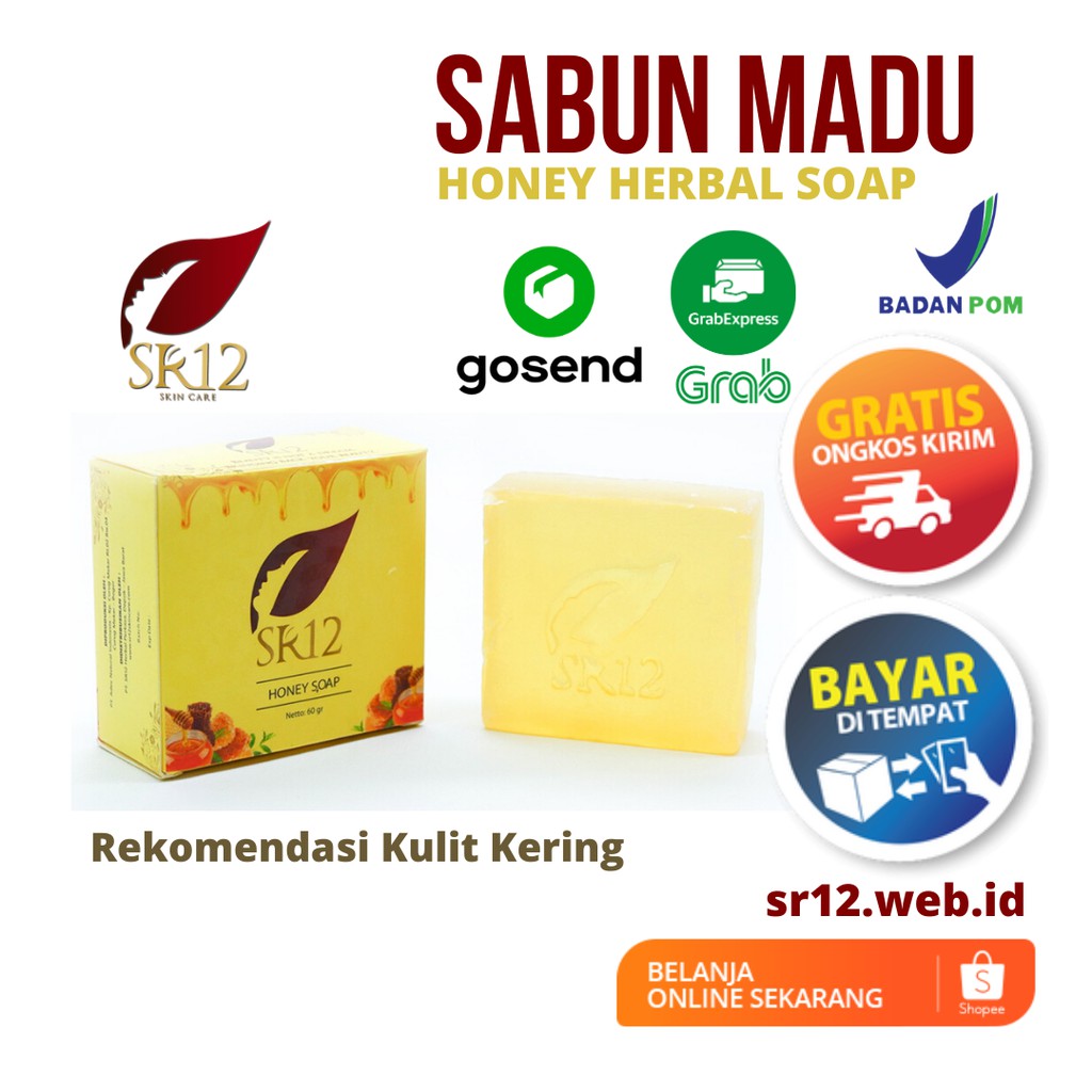SABUN MADU HERBAL SR12 HONEY SOAP Alami Sabun Pencerah Wajah Sabun BPOM Herbal Sehat BLILA