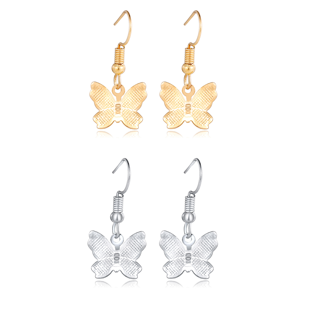 Korean Fashion Simple Butterfly Gold Earrings Sweet Temperament Silver Earring Jewelry Accessories