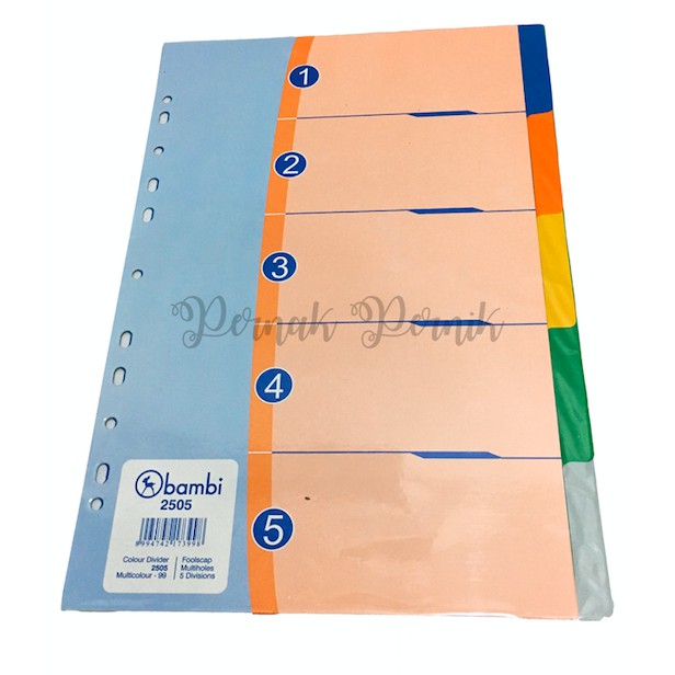 Bambi Divider 2505 Folio 5 Colour Pembatas Ordner Binder