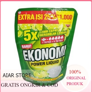 EKONOMI POWER LIQUID 52ml EXTRA ISI 25% / SABUN EKONOMI PENCUCI PIRING ORIGINAL (beli 2 gratis 1)