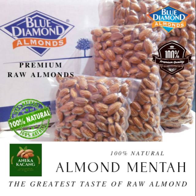 

Natural Raw Almond 250 Gram Kacang Almond Mentah