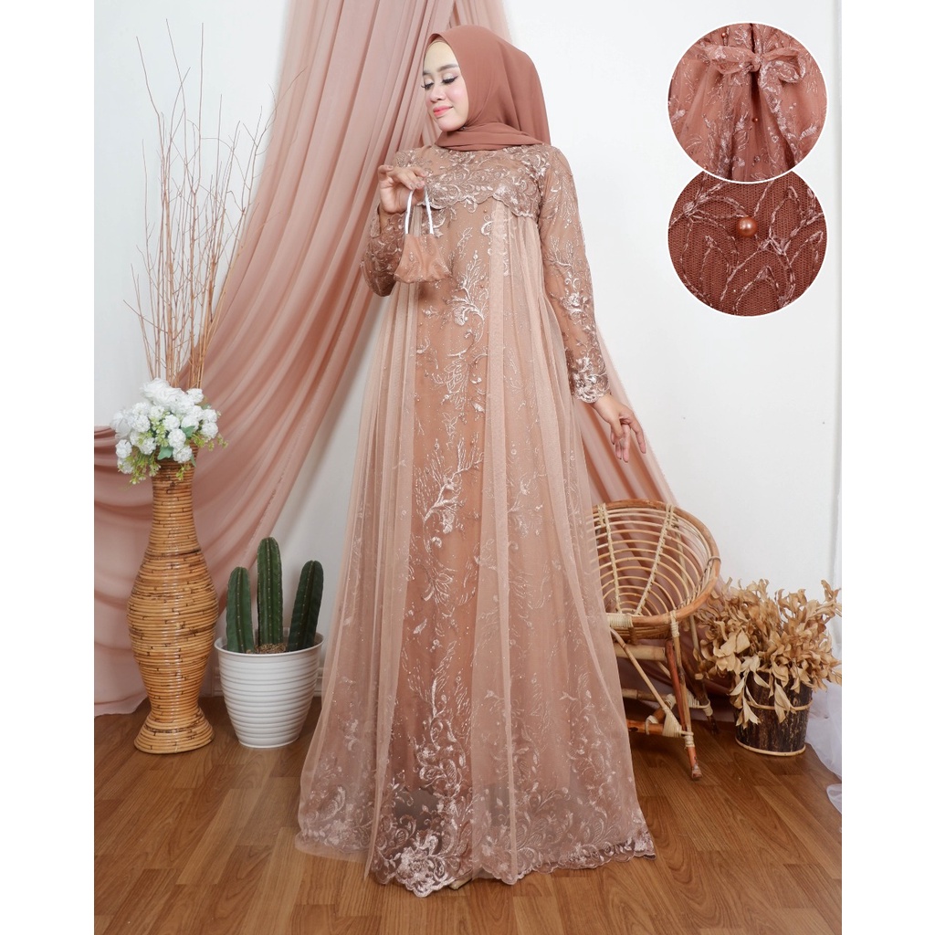 (COD) Gamis Tile Gloria| Gamis| Gamis Pesta| Gamis TIle| Gamis Brukat| Gamis Kondangan| Dress Kondangan HANANIA KEBAYA MODREN