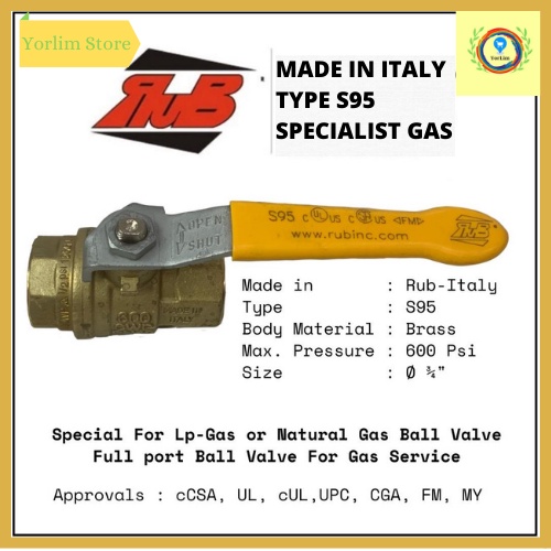 Ball Valve/Stop Kran 3/4 inch + Rub Italy