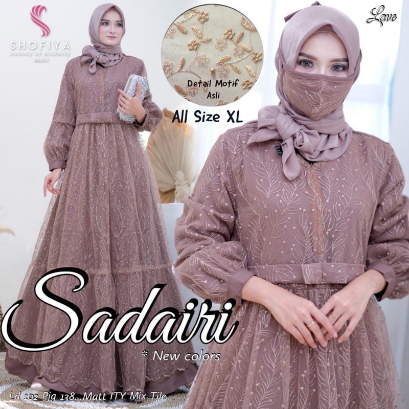 RHS ~ sadairi dress pesta bahan tile bordir velvet premium jumbo free masker ori solo by shofiya