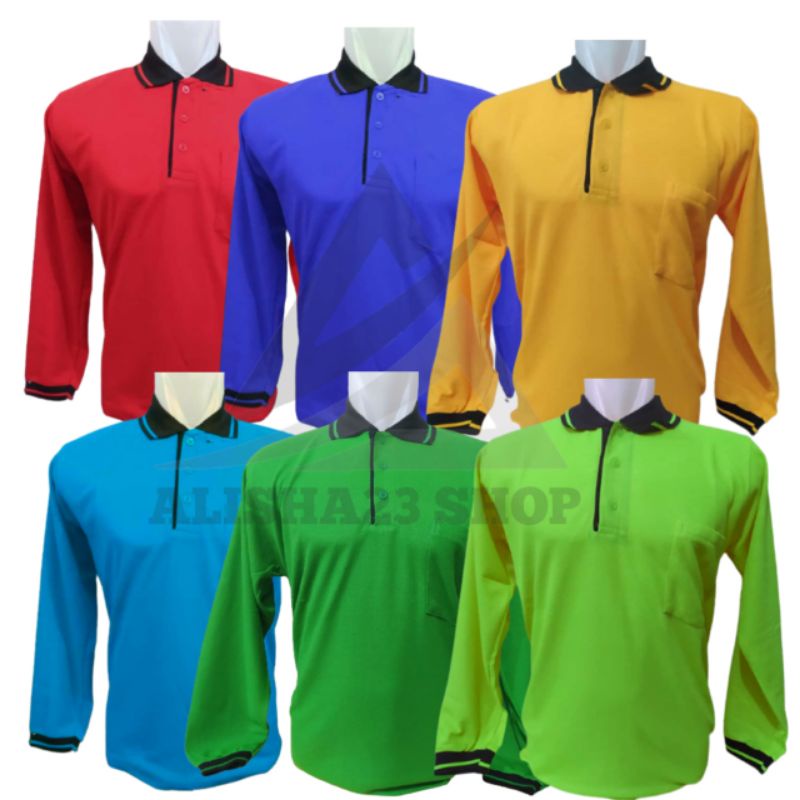 BAJU KAOS BERKERAH LENGAN PANJANG PRIA BAJU KERAH HITAM TANGAN PANJANG PRIA /WANITA KAOS POLO LAKOS 