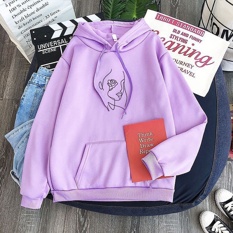 SWEATER WANITA LINING FACE ART HOODIE TERMURAH TERLARIS'