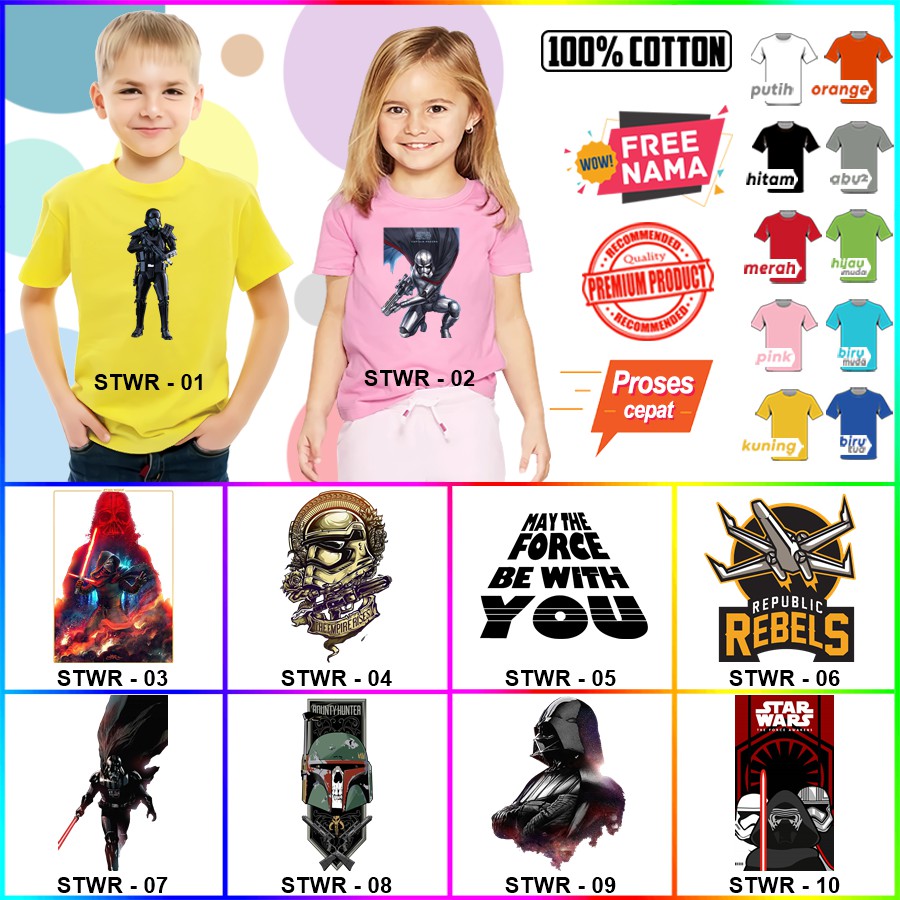 Baju Kaos ANAK DAN DEWASA STAR WARS COUPLE (FREE NAMA)