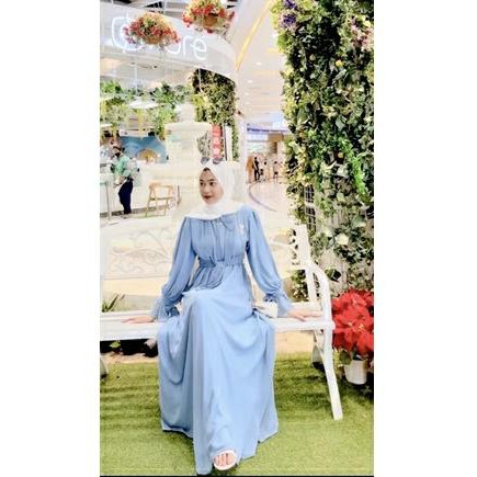 Dress Baby blue / Hellen Dress / Fashion Muslimah / Long Dress Wanita / Dress Kondangan / Bisa COD /