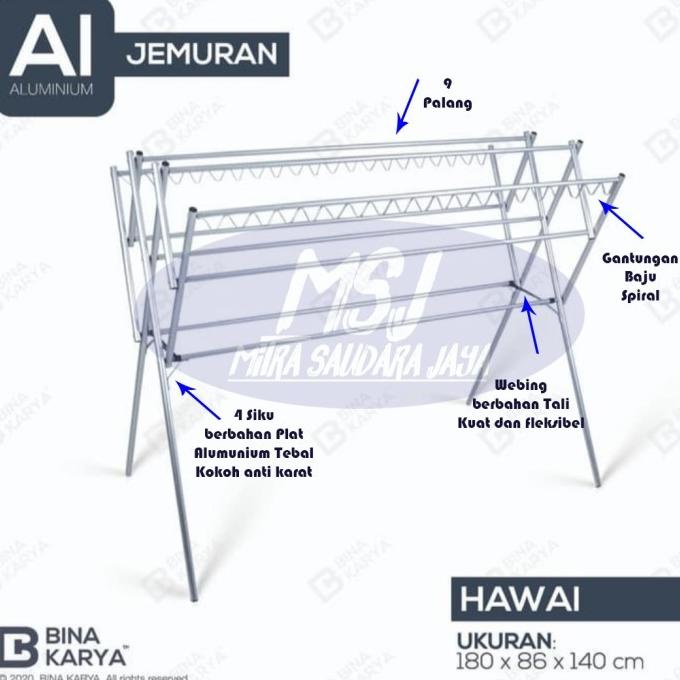 populer] Jemuran Baju Aluminium Asli Bina Karya type Hawai