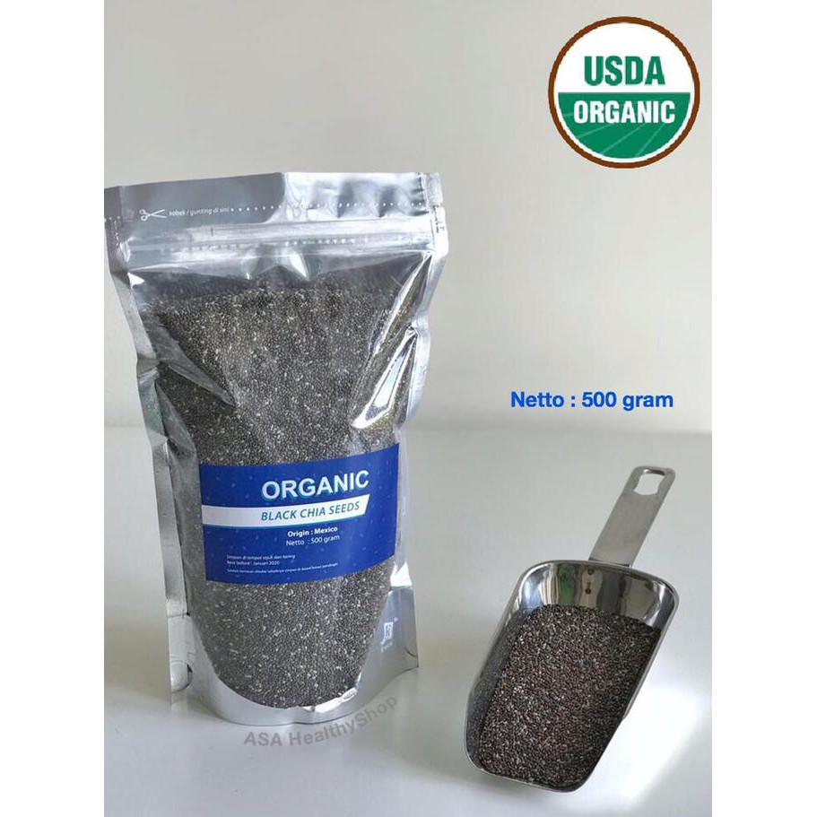 

organic black chia seeds mexico 500 gram -organic chiaseed / chia seed termurah