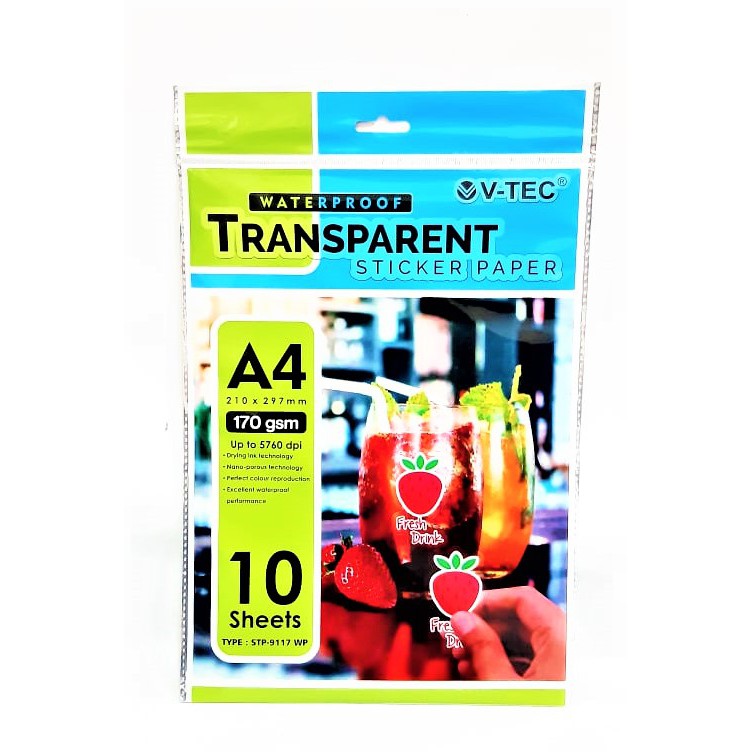 

KERTAS FOTO STIKER BENING TRANSPARAN A4 170 GRAM ISI 10 STICKER PAPER PHOTO LABEL