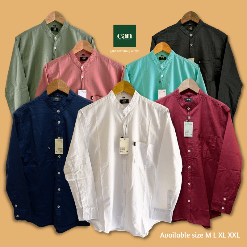 Kemeja Pria H&M Premium | Baju Kemeja Pria Lengan Panjang Shanghai Putih Polos Formal Kasual Kerja S