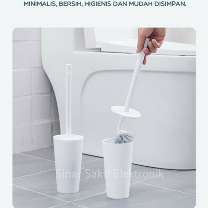 Sikat WC Brush Toilet Alat Pembersih Kamar Mandi Kloset Silikon Dengan Wadah