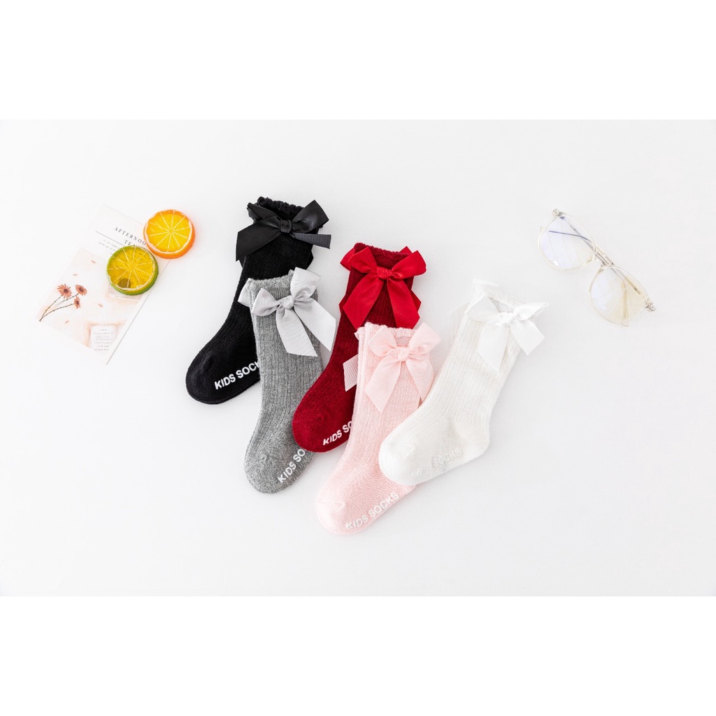 DODORY KS13 Kaos Kaki Pita Panjang Bayi Perempuan Baby Ribbon Socks Nyaman