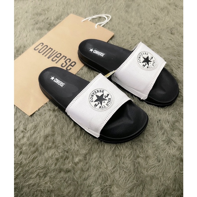 SANDAL PRIA WANITA SLOP|SLIDE CONVERSE BLACK WHITE FREE PAPERBACK