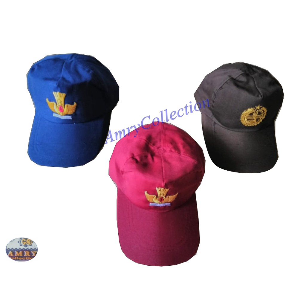 Topi sekolah SD SMP Pramuka Merah Biru Coklat seragam sekolah